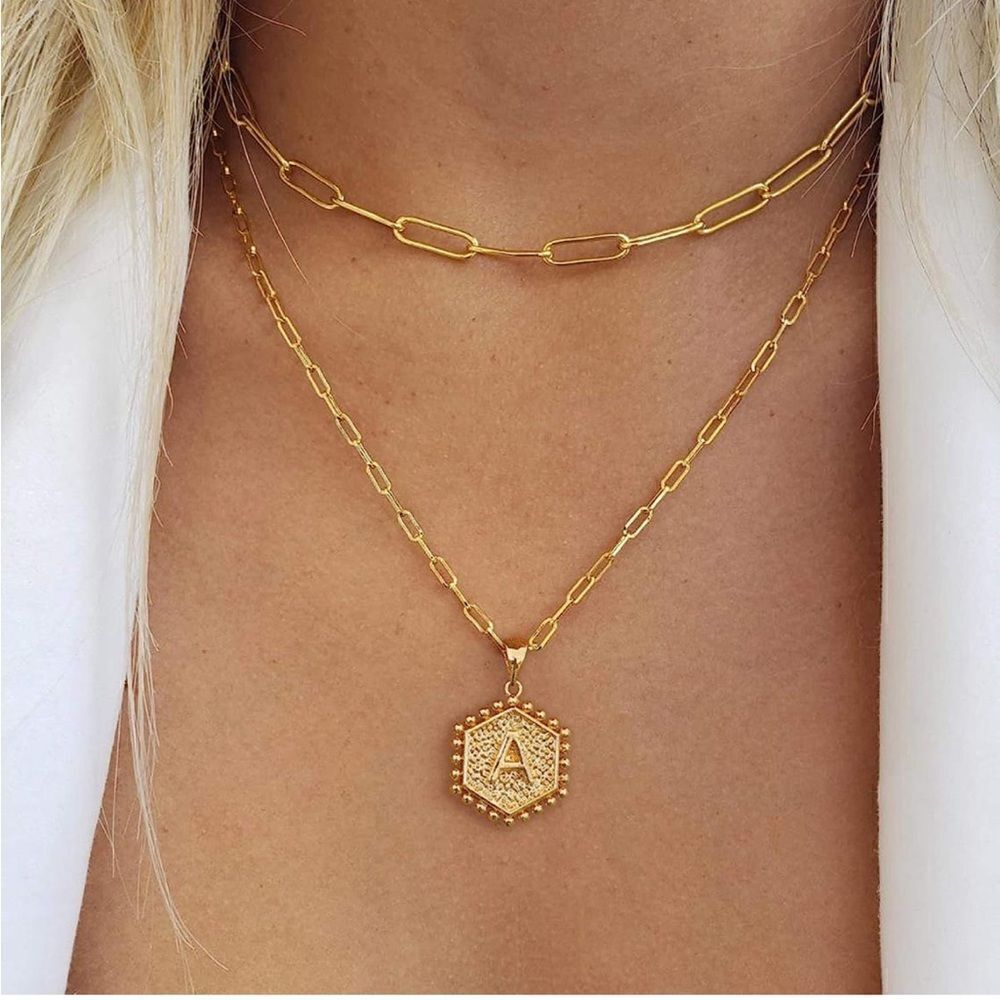 14K Plated Initial Layered Necklaces